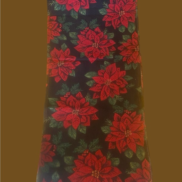 Other - Floral Poinsettia Red and Green Table Runner
